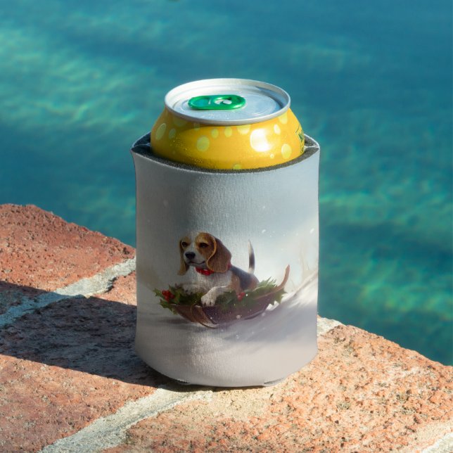 Beagle Christmas snow winter  Can Cooler (In Situ Pool)