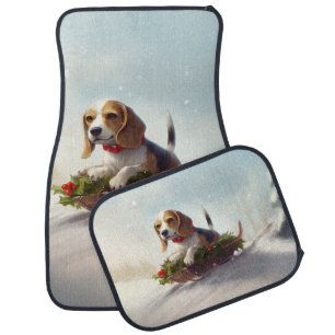 Beagle Christmas snow winter Car Floor Mat