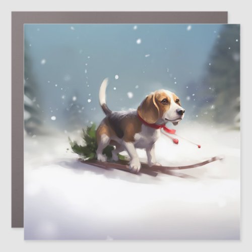 Beagle Christmas snow winter Car Magnet