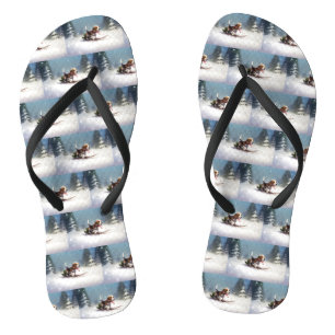 Beagle Christmas snow winter Flip Flops
