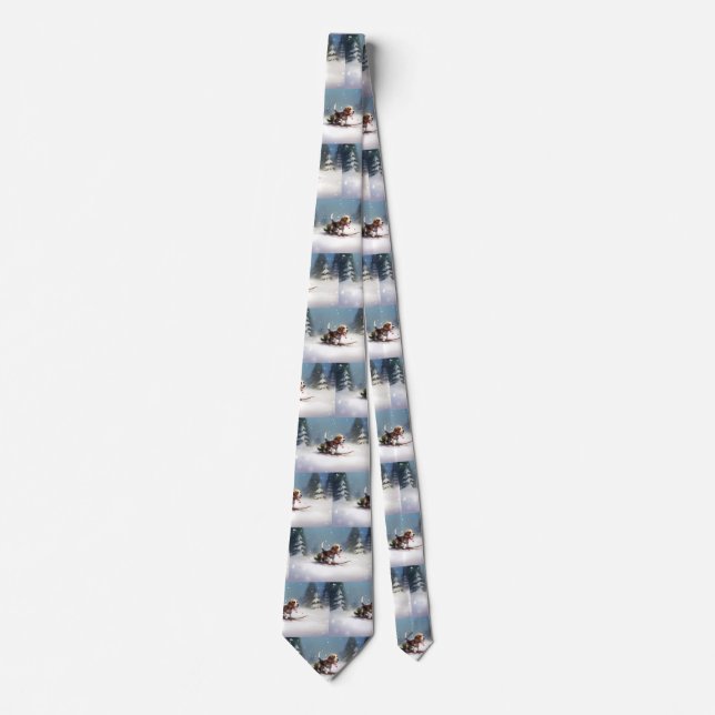 Beagle Christmas snow winter Neck Tie (Front)