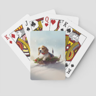 Beagle Christmas snow winter Poker Cards