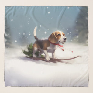 Beagle Christmas snow winter Scarf
