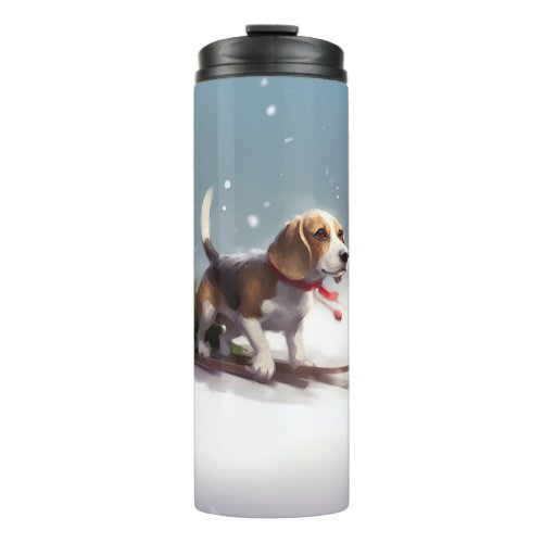 Beagle Christmas snow winter Thermal Tumbler