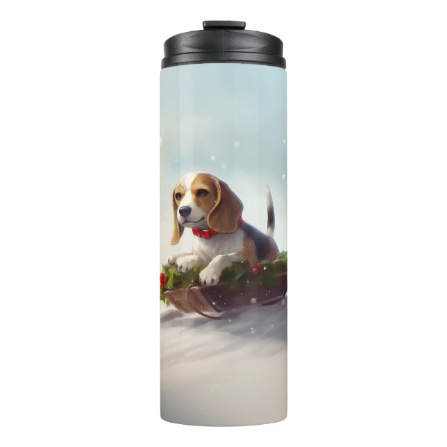 Beagle Christmas snow winter  Thermal Tumbler (Front)