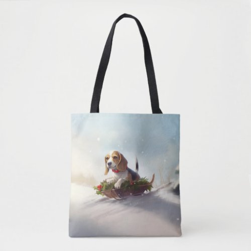 Beagle Christmas snow winter  Tote Bag