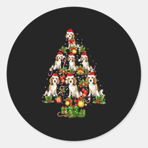 Beagle Christmas Tree  Beagle Dog Love Xmas Gift Classic Round Sticker