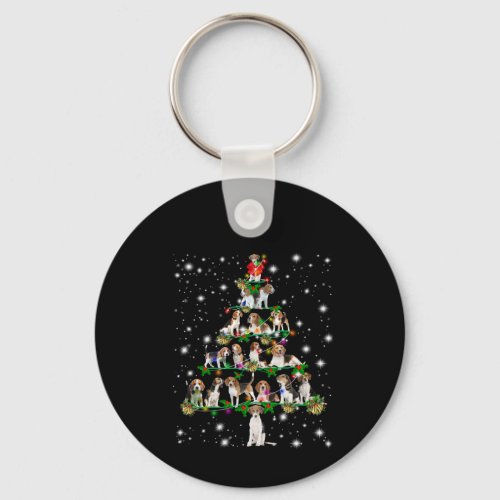 Beagle Christmas Tree Covered By Flashlight Keychain