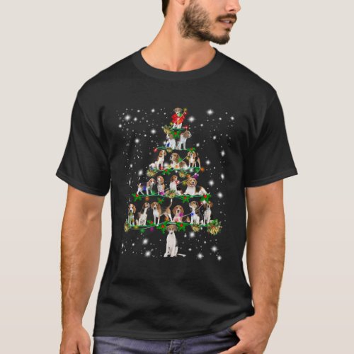 Beagle Christmas Tree Covered By Flashlight T_Shirt