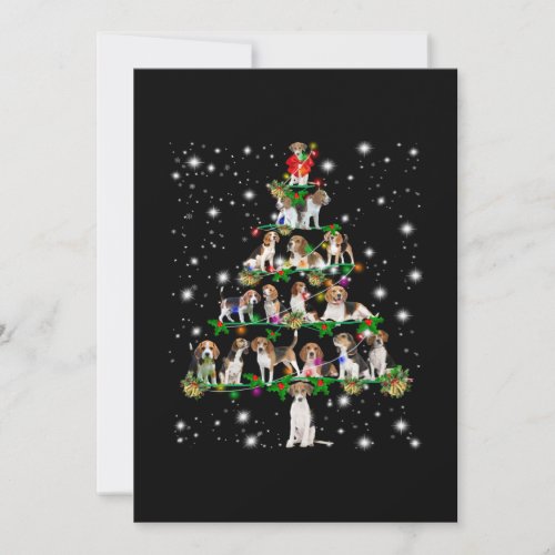 Beagle Christmas Tree Covered By Flashlight Thank You Card