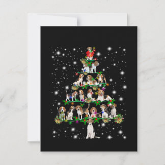 Beagle Christmas Tree Covered By Flashlight Thank You Card