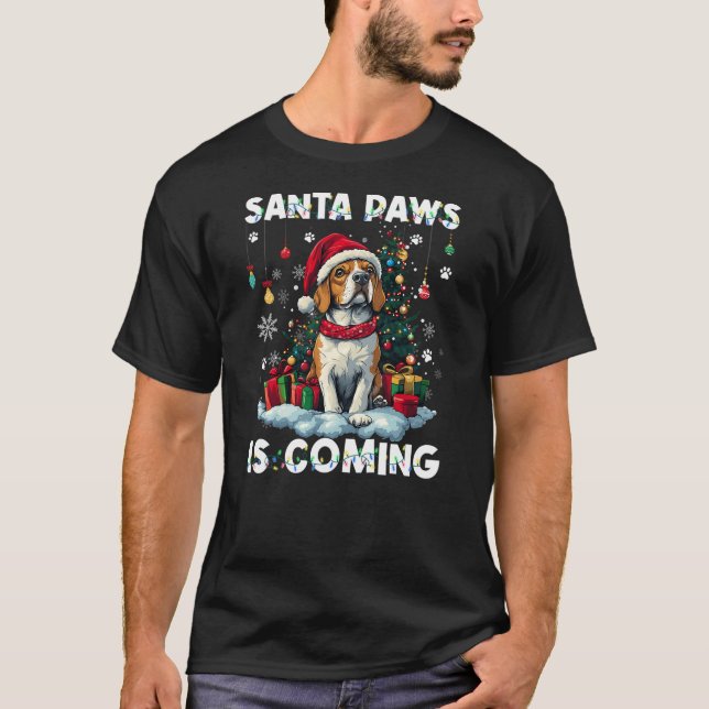 Beagle Christmas Tree Lights Decorations Dog Lover T-Shirt (Front)