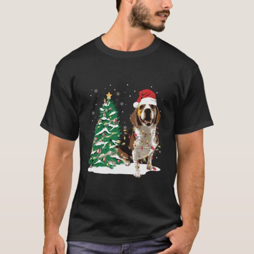 Beagle Christmas Tree Lights Santa Funny Dog Xmas  T_Shirt