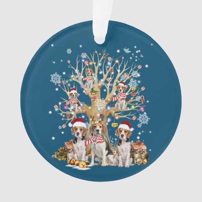 Beagle Christmas Tree Ornament For Dog Lover (Front)