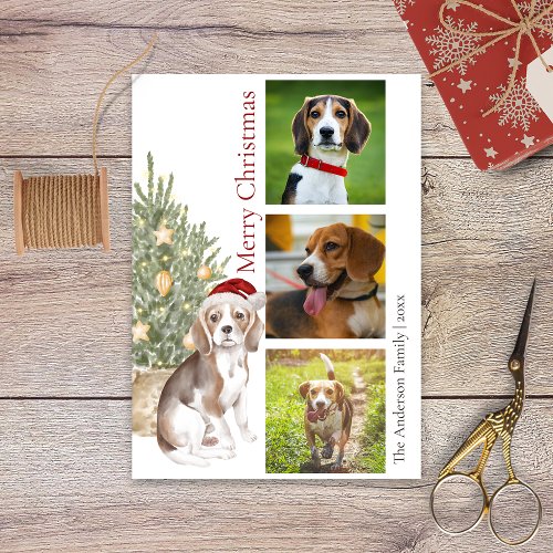 Beagle Christmas Tree Pet Dog Photo Holiday Card