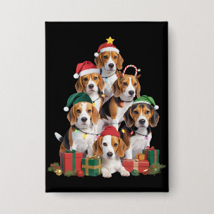 Beagle Christmas Tree With Santa Hat Dog Mom Dogs Button
