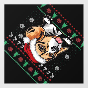 Beagle Christmas Uglyer Dog Xmas Oversized T-Shirt Wall Decal
