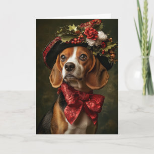 Beagle Christmas Victorian Dog Holiday Card