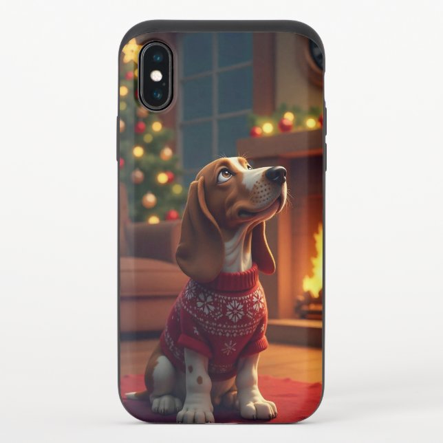 Beagle Christmas Winter Puppy Holiday Uncommon iPhone Case (Back)