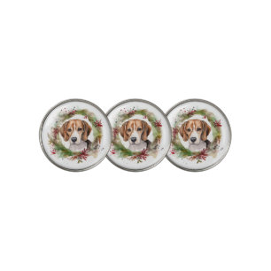 Beagle Christmas Wreath Festive Pup Golf Ball Marker