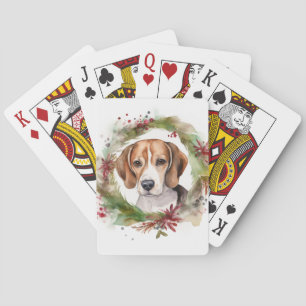 Beagle Christmas Wreath Festive Pup Poker Cards