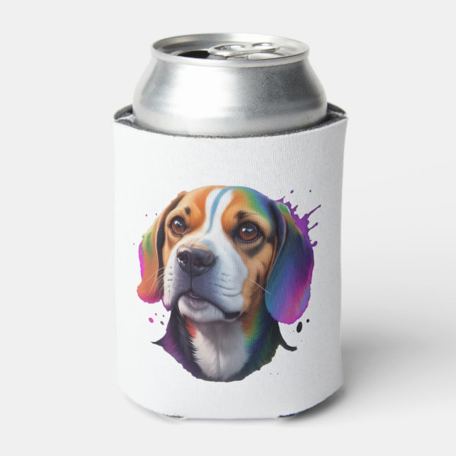 beagle colorful   can cooler (Can Front)