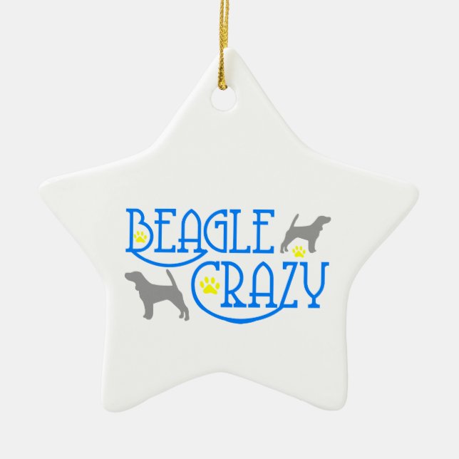 BEAGLE CRAZY CERAMIC ORNAMENT (Front)