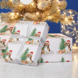 Beagle Cute Dog Santa Festive Christmas Wrapping Paper