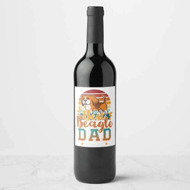 beagle dad english beagle dog daddy far dog lovers wine label (Front)