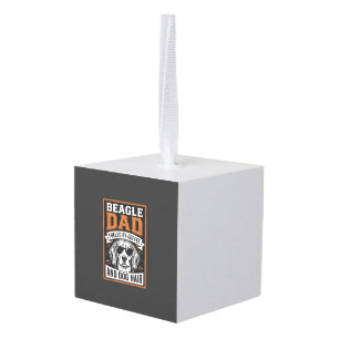 Beagle Dad Fueled by Coffee and Dog Hair Cube Ornament
