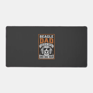 Beagle Dad Fueled by Coffee and Dog Hair Desk Mat