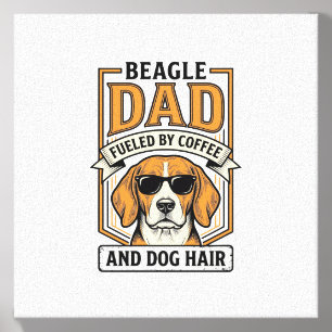 Beagle Dad Fueled by Coffee and Dog Hair Shirt_1 Canvas Photo Tile