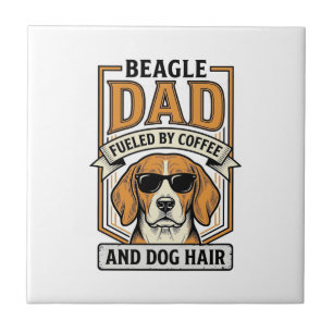 Beagle Dad Fueled by Coffee and Dog Hair Shirt_1 Ceramic Tile