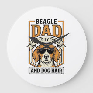 Beagle Dad Fueled by Coffee and Dog Hair Shirt_1 Large Clock