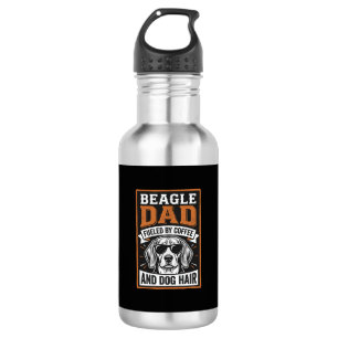 Beagle Dad Fueled by Coffee and Dog Hair Stainless Steel Water Bottle
