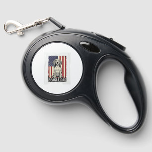 Beagle Dad Patriotic Vintage Dog Shirt Design_1 Retractable Pet Leash