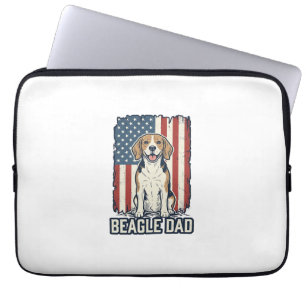 Beagle Dad Patriotic Vintage Engraving Dog Design_ Laptop Sleeve
