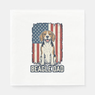 Beagle Dad Patriotic Vintage Engraving Dog Design_ Napkins