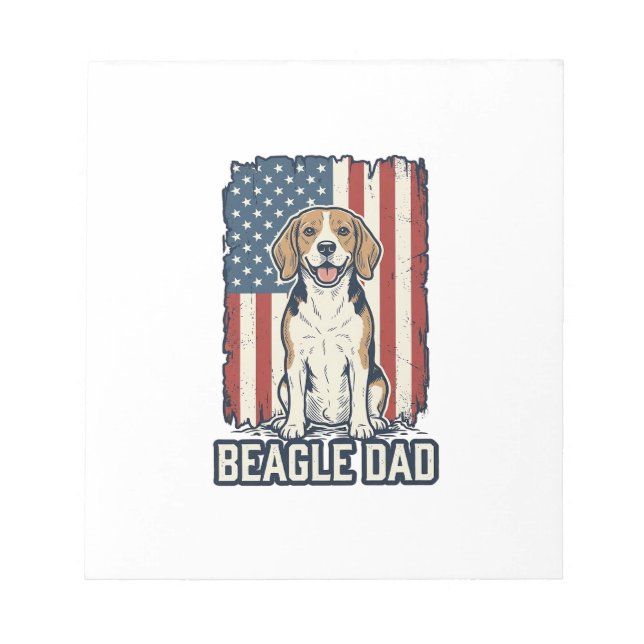 Beagle Dad Patriotic Vintage Engraving Dog Design_ Notepad (Front)