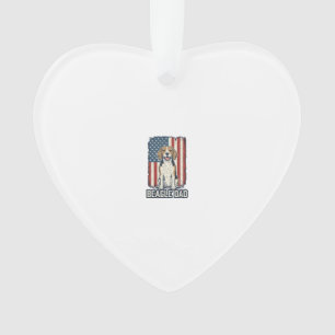 Beagle Dad Patriotic Vintage Engraving Dog Design_ Ornament