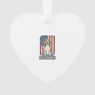 Beagle Dad Patriotic Vintage Engraving Dog Design_ Ornament