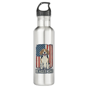 Beagle Dad Patriotic Vintage Engraving Dog Design_ Stainless Steel Water Bottle