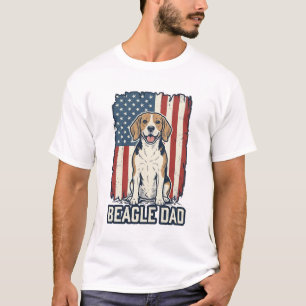 Beagle Dad Patriotic Vintage Engraving Dog Design_ T-Shirt