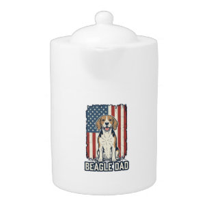 Beagle Dad Patriotic Vintage Engraving Dog Design_ Teapot