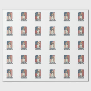 Beagle Dad Patriotic Vintage Engraving Dog Design_ Wrapping Paper