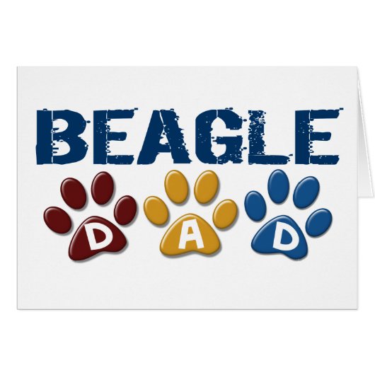 BEAGLE DAD Paw Print Cards (Front Horizontal)