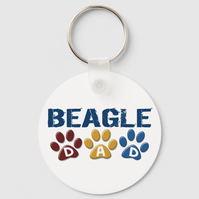 BEAGLE DAD Paw Print Keychain (Front)
