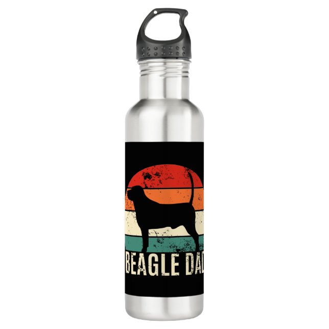 Beagle Dad Stainless Steel Water Bottle (Front)