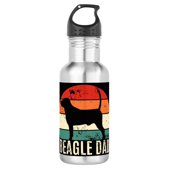 Beagle Dad Stainless Steel Water Bottle (Front)