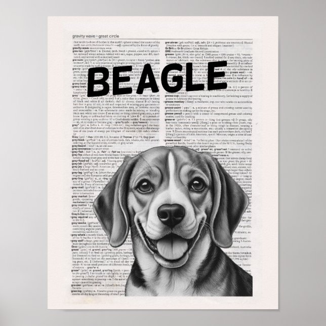 Beagle Dictionary Page artwork Poster (Front)